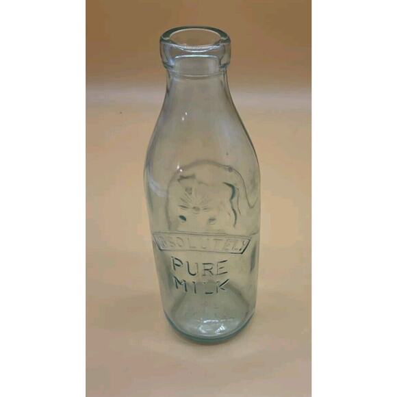 VTG "Absolutely Pure Milk" Glass Embossed Bottle Italian Made 10" Tall - Picture 1 of 5